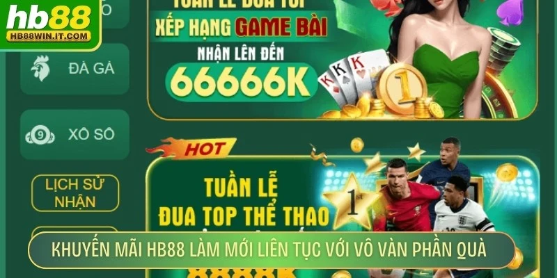 Khuyến Mãi HB88 Khuyến mãi HB88 được làm mới liên tục với vô vàn phần quà